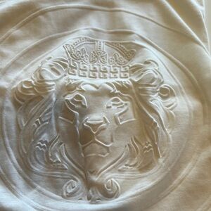 White Embossed Lion Graphic Tee